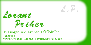 lorant priher business card